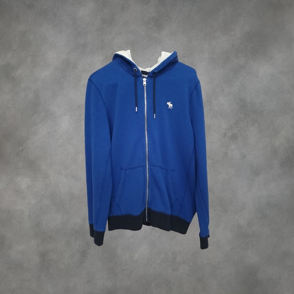 NWOT Men's Abercrombie & Fitch Zip-Up Hoodie Royal Blue Size Small - Picture 2 of 5